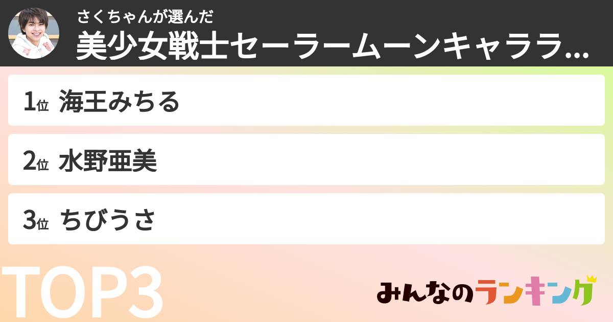 さくちゃんさんの「美少女戦士セーラームーンキャラランキング」