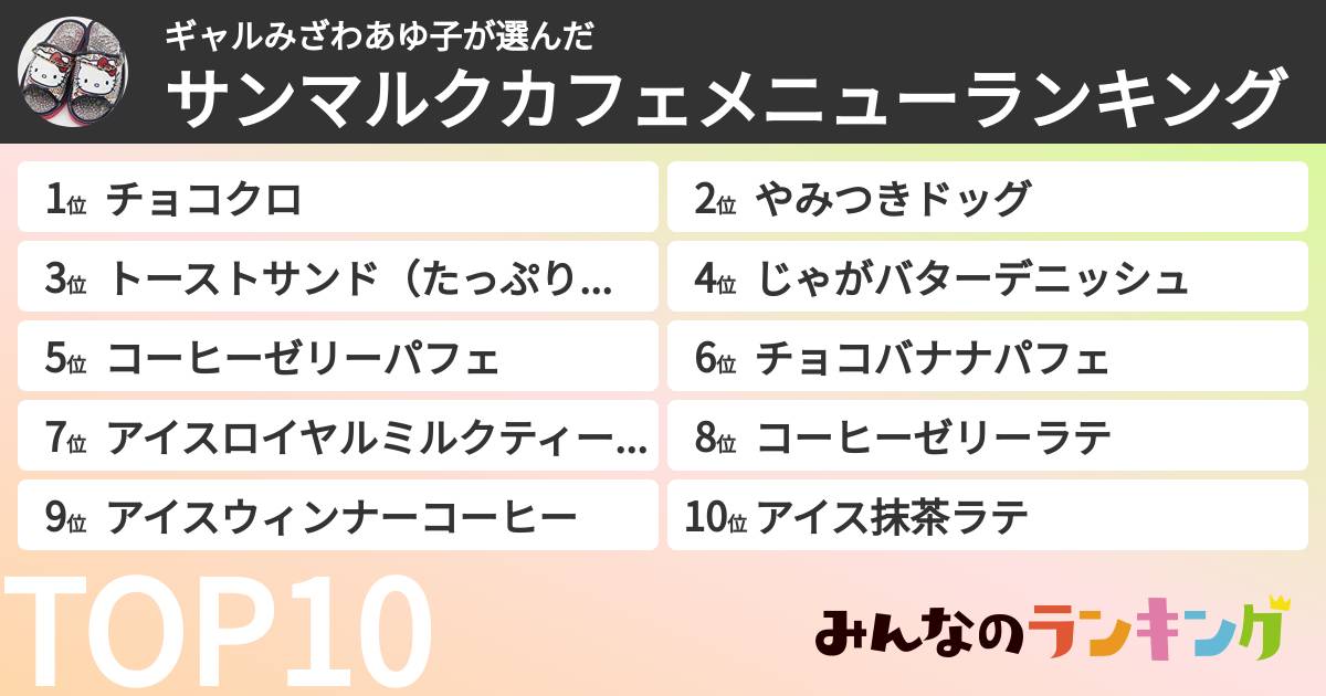 ギャルみざわあゆ子さんの「サンマルクカフェメニューランキング」