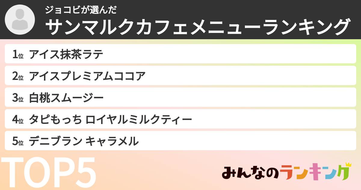 ジョコビさんの「サンマルクカフェメニューランキング」