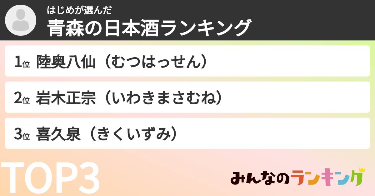 はじめさんの「青森の日本酒ランキング」
