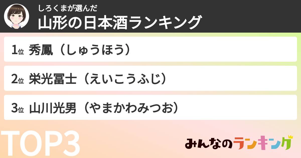 しろくまさんの「山形の日本酒ランキング」