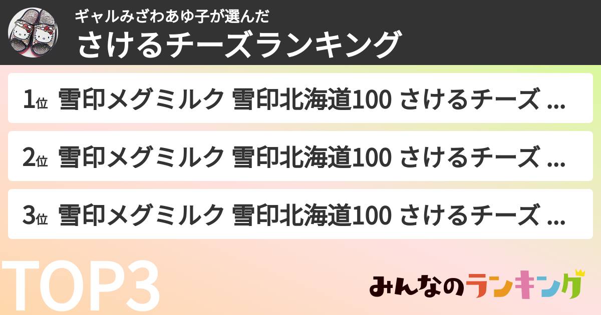 ギャルみざわあゆ子さんの「さけるチーズランキング」