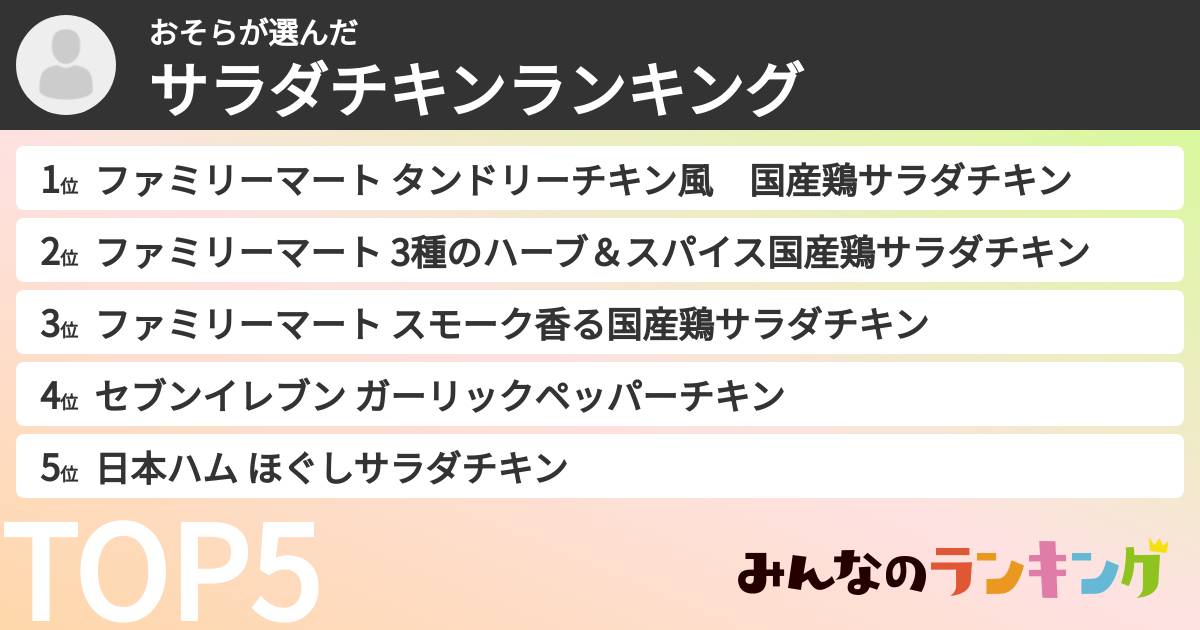おそらさんの「サラダチキンランキング」