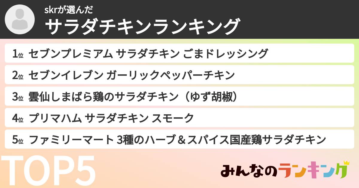 skrさんの「サラダチキンランキング」