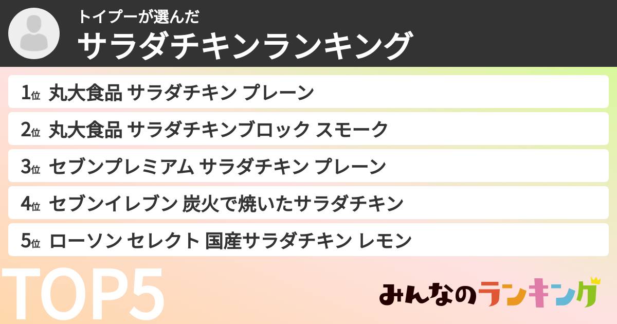トイプーさんの「サラダチキンランキング」