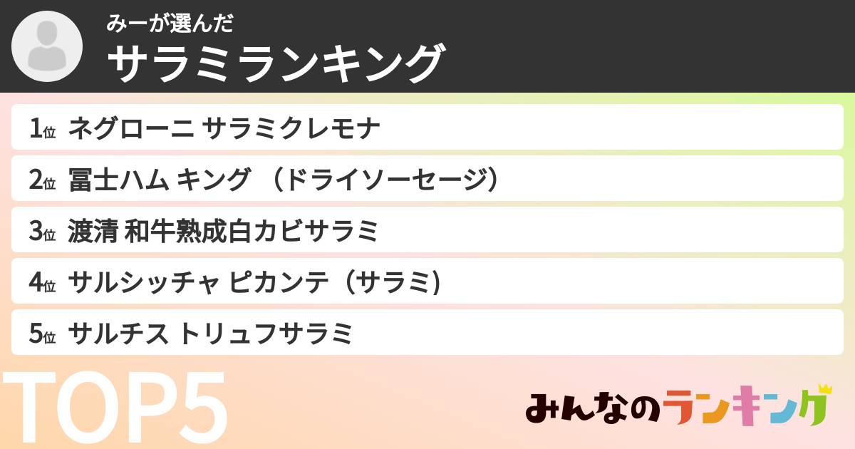 みーさんの「サラミランキング」