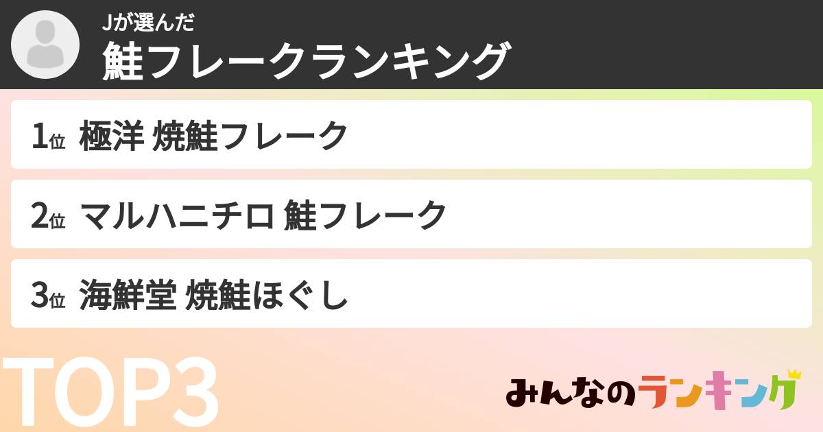 Jさんの「鮭フレークランキング」