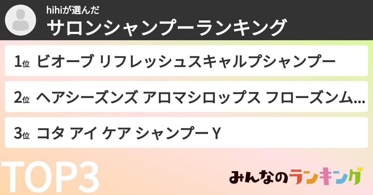 hihiさんの「サロンシャンプーランキング」