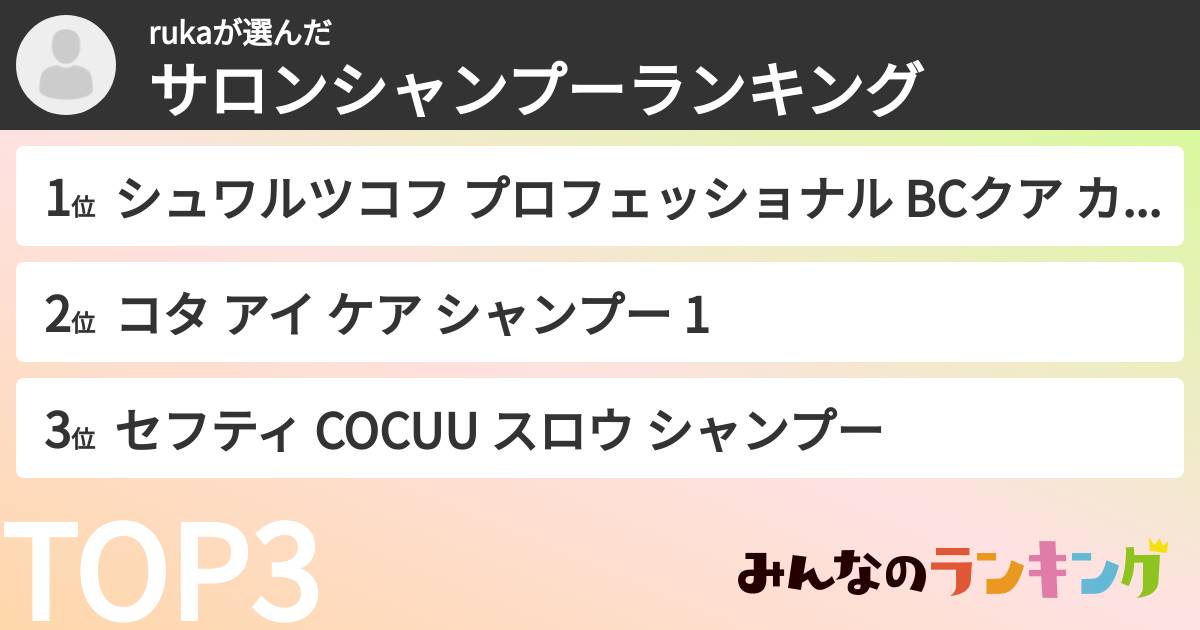 rukaさんの「サロンシャンプーランキング」