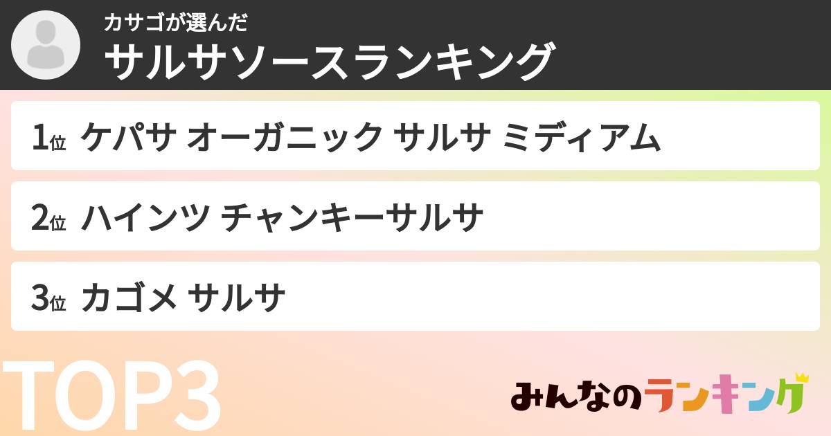 カサゴさんの「サルサソースランキング」