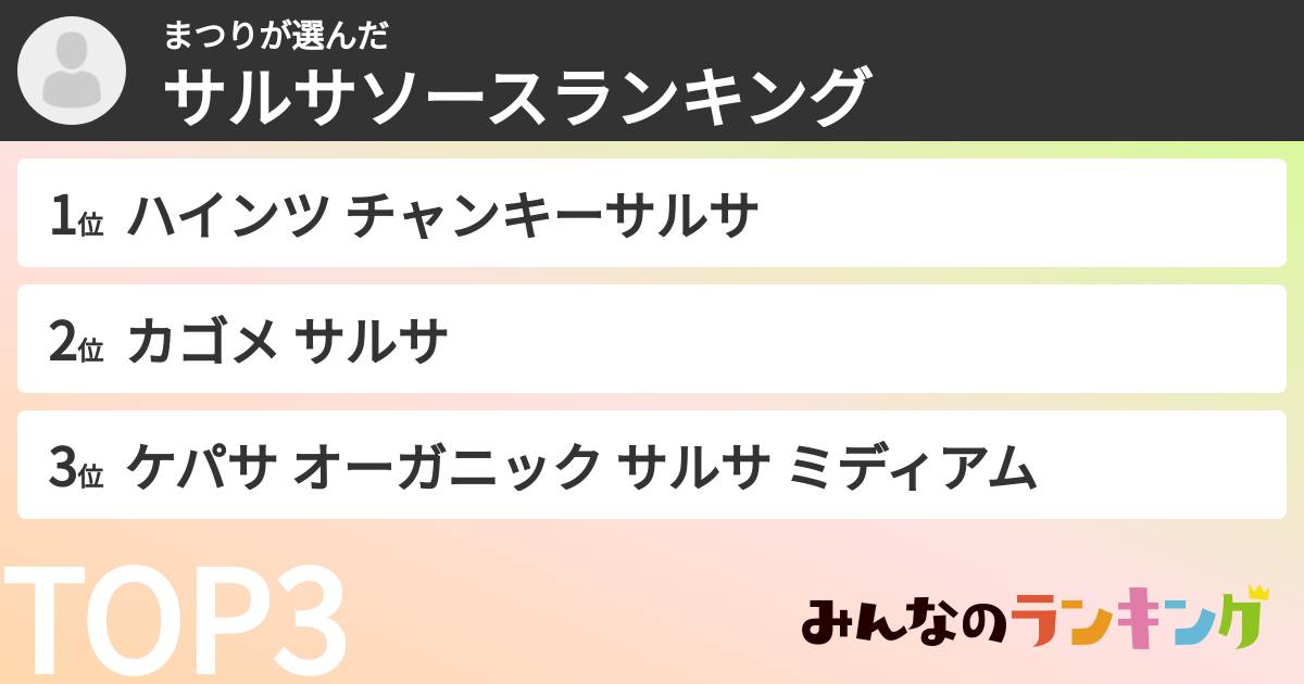まつりさんの「サルサソースランキング」