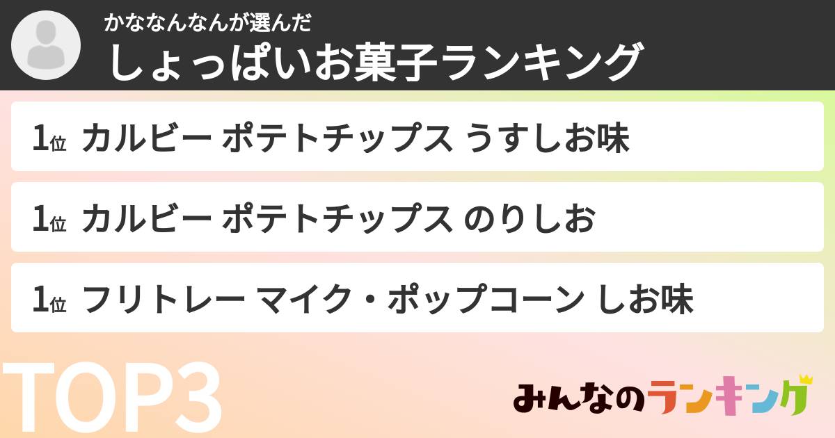かななんなんさんの「しょっぱいお菓子ランキング」