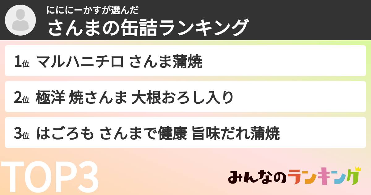 にににーかすさんの「さんまの缶詰ランキング」