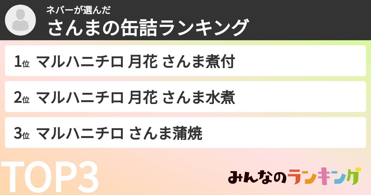 ネバーさんの「さんまの缶詰ランキング」