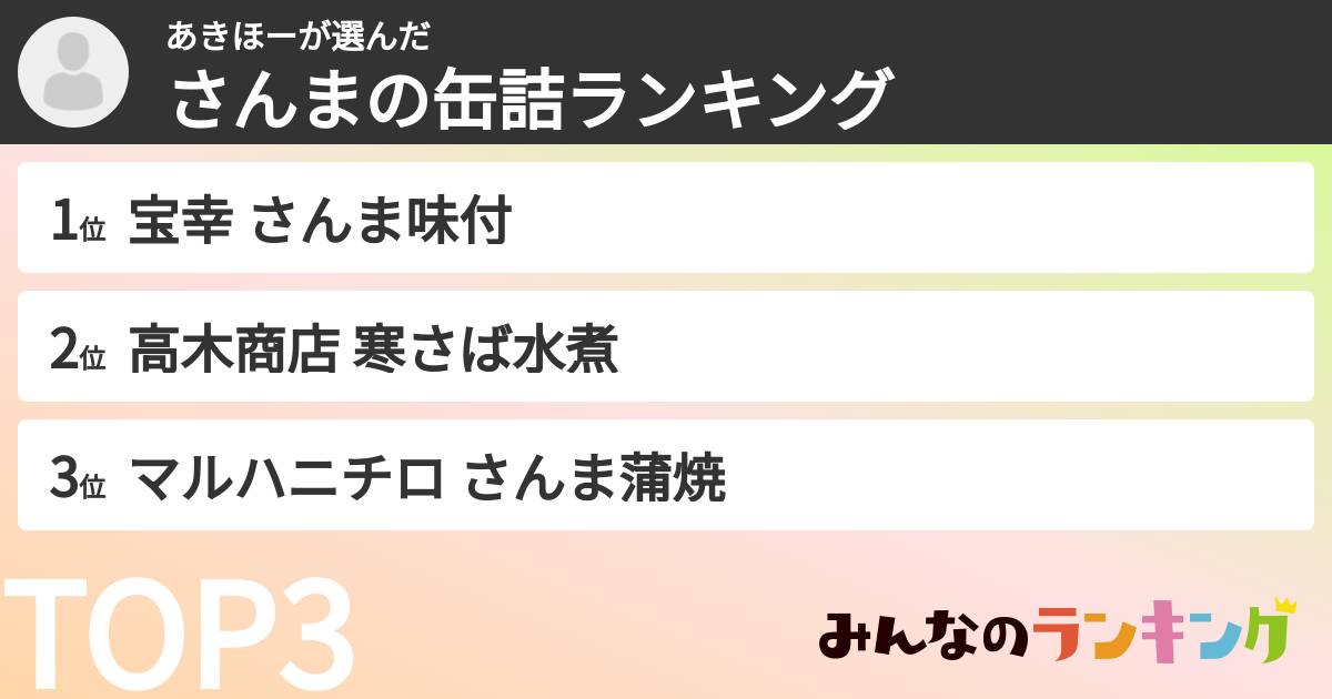 あきほーさんの「さんまの缶詰ランキング」