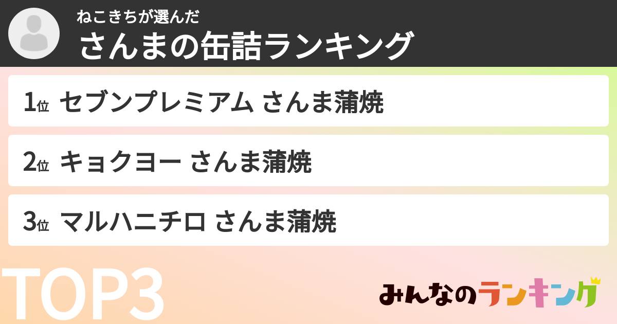 ねこきちさんの「さんまの缶詰ランキング」