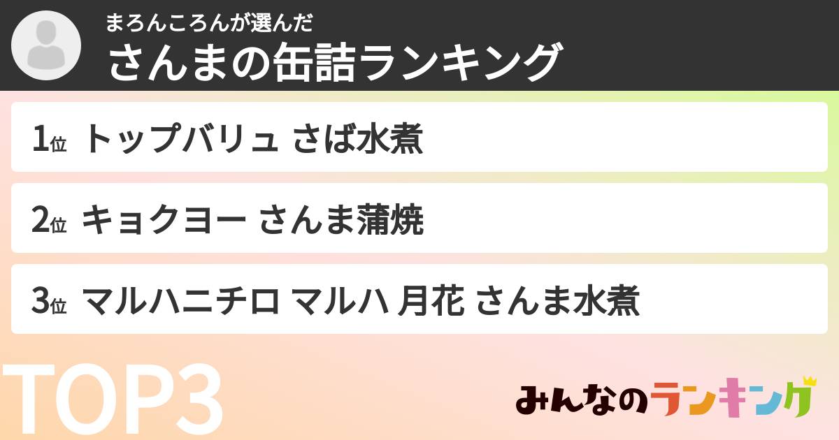 まろんころんさんの「さんまの缶詰ランキング」