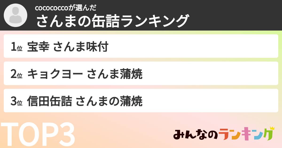 cocococcoさんの「さんまの缶詰ランキング」