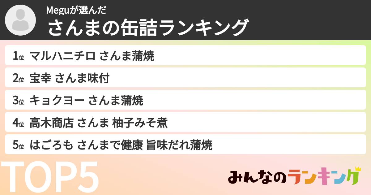 Meguさんの「さんまの缶詰ランキング」
