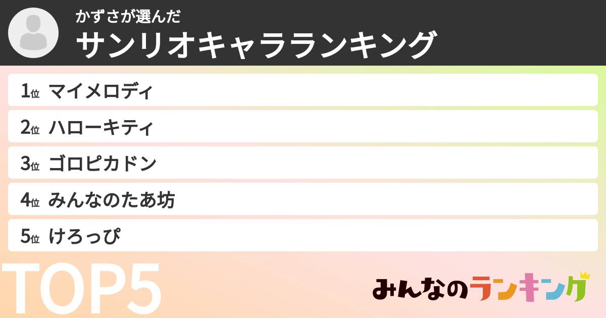 かずささんの「サンリオキャラランキング」