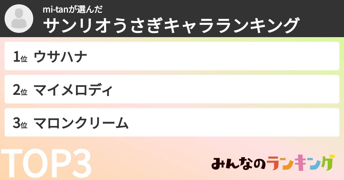 mi-tanさんの「サンリオうさぎキャラランキング」