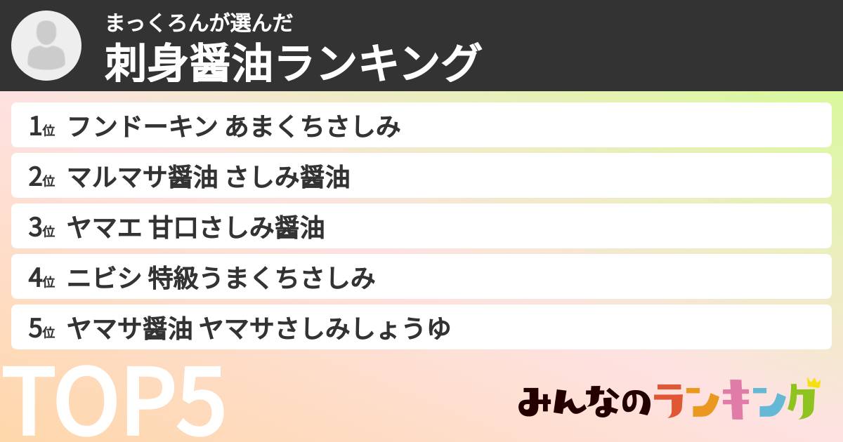 まっくろんさんの「刺身醤油ランキング」