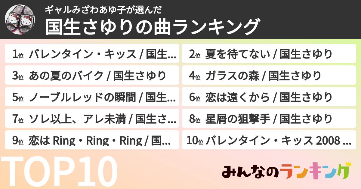 ギャルみざわあゆ子さんの「国生さゆりの曲ランキング」