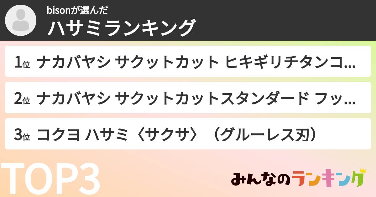 bisonさんの「ハサミランキング」