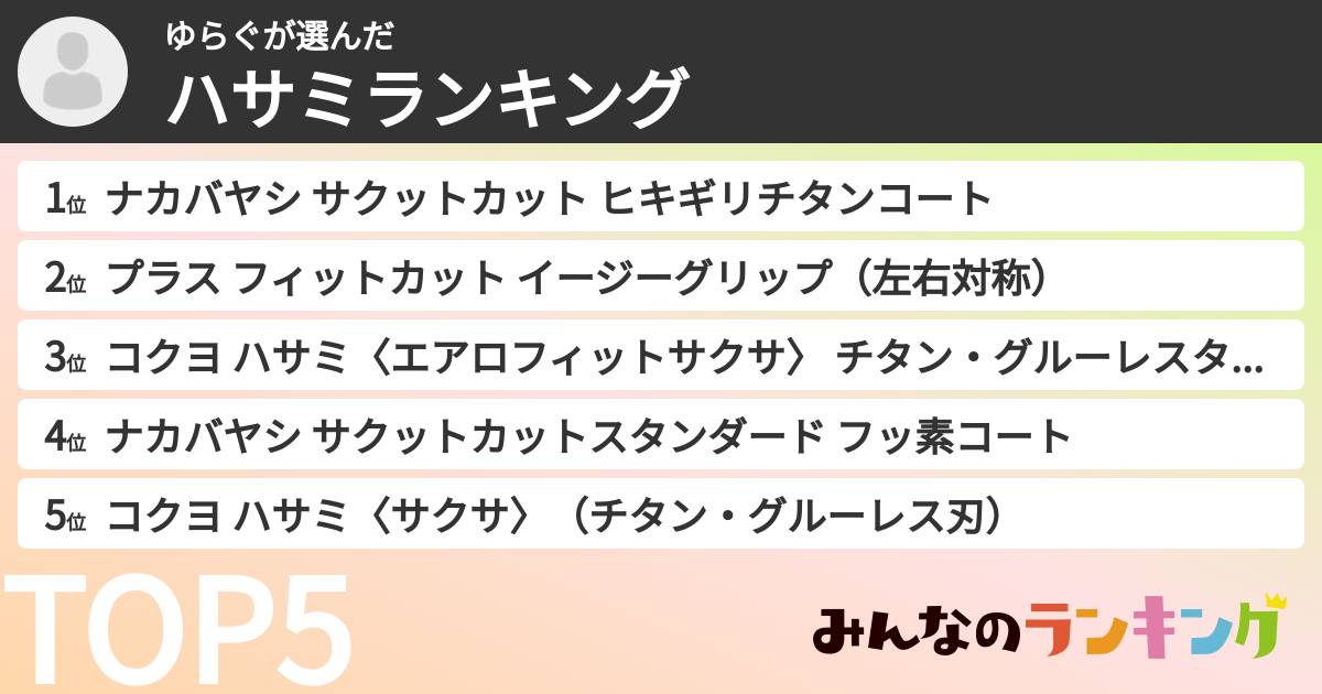 ゆらぐさんの「ハサミランキング」