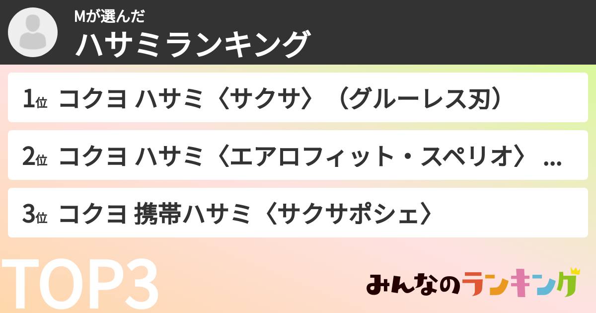 Mさんの「ハサミランキング」