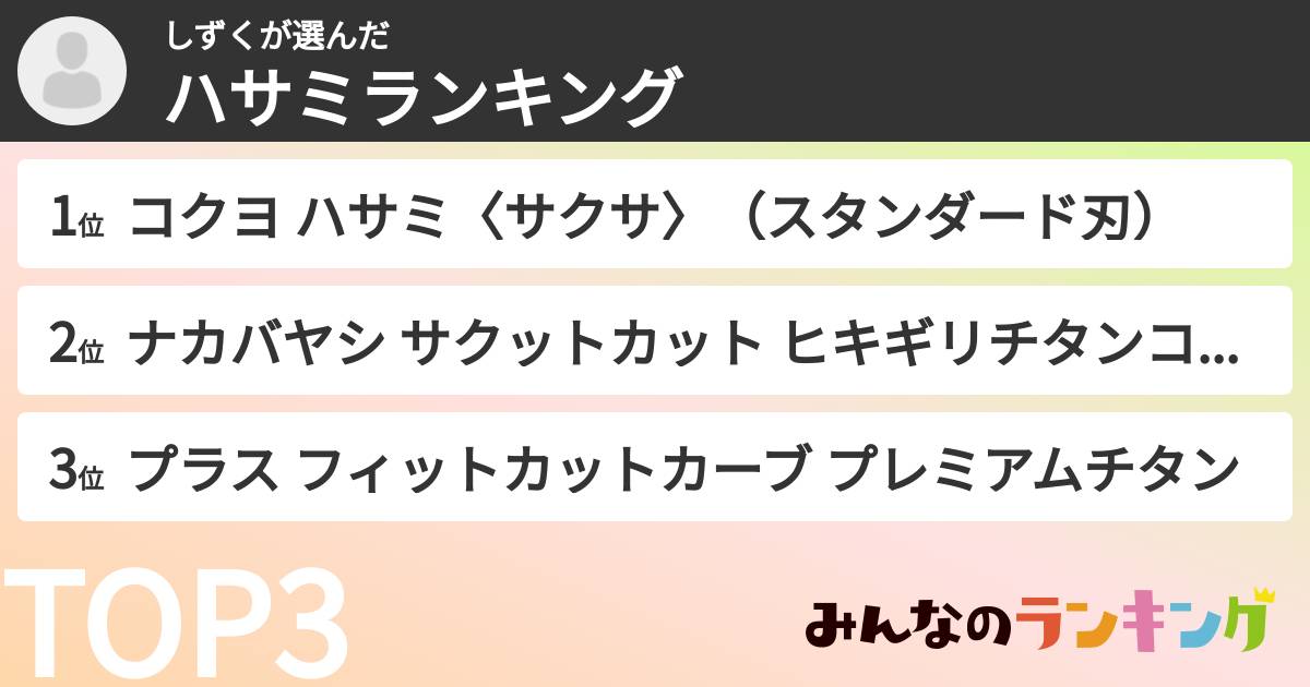 しずくさんの「ハサミランキング」