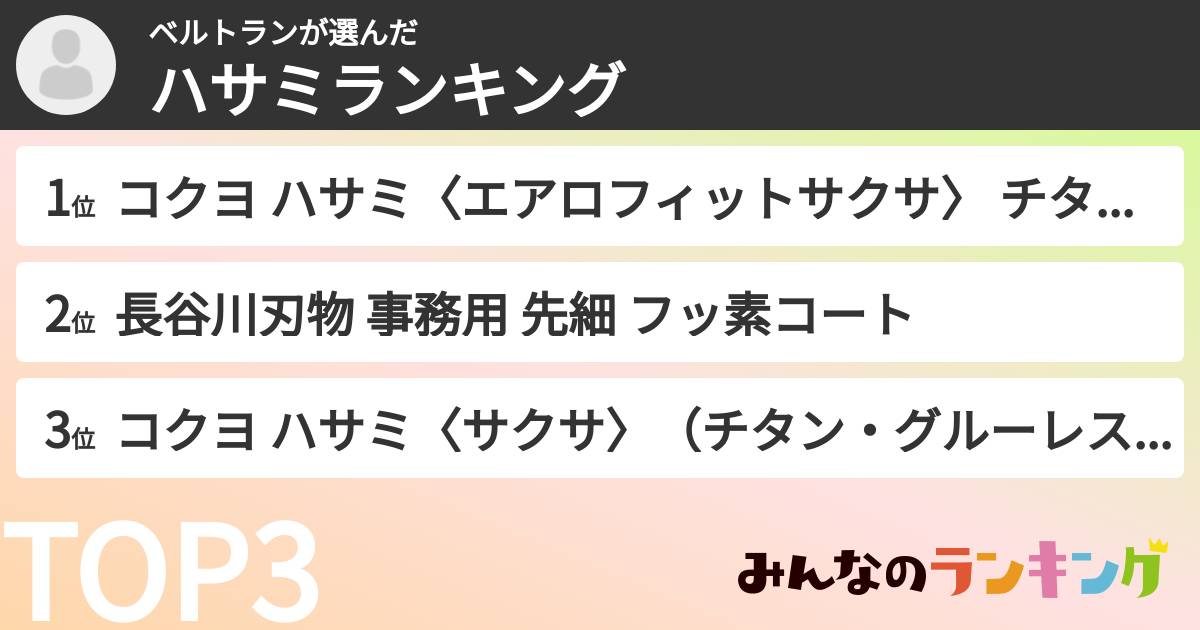 ベルトランさんの「ハサミランキング」