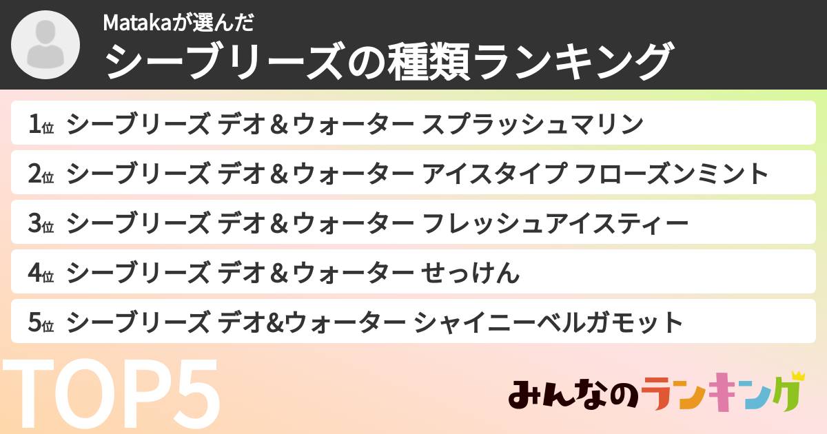 Matakaさんの「シーブリーズの種類ランキング」