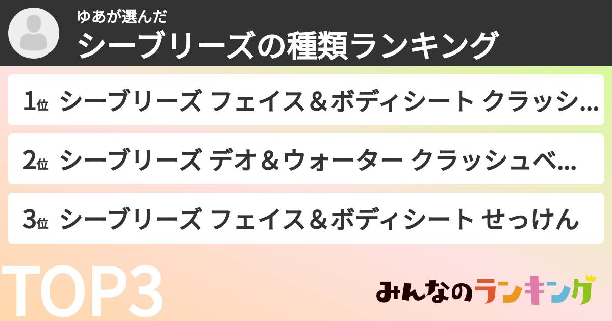 ゆあさんの「シーブリーズの種類ランキング」