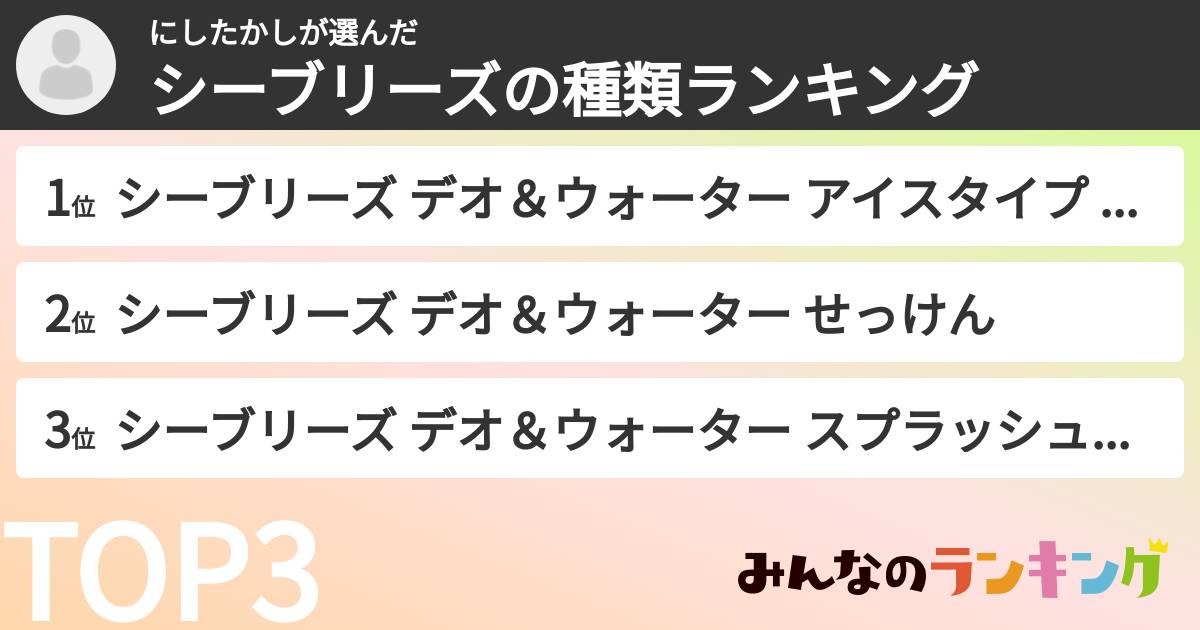 にしたかしさんの「シーブリーズの種類ランキング」