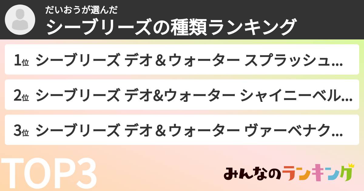だいおうさんの「シーブリーズの種類ランキング」