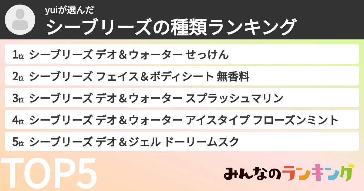 yuiさんの「シーブリーズの種類ランキング」