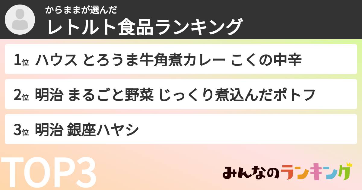 からままさんの「レトルト食品ランキング」