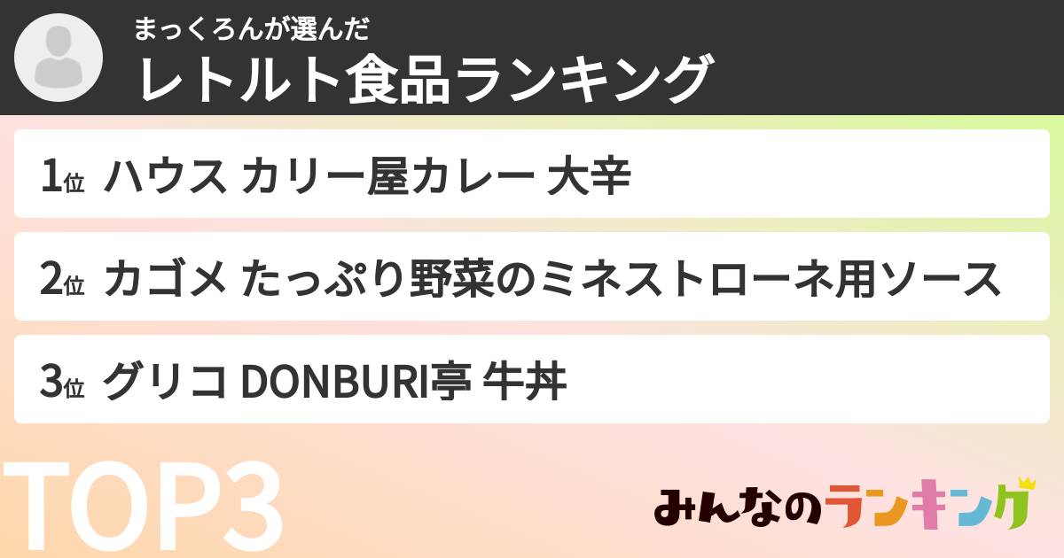 まっくろんさんの「レトルト食品ランキング」