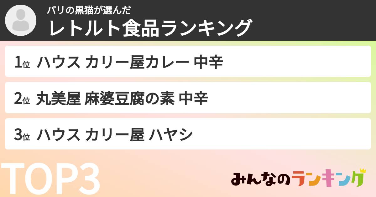 パリの黒猫さんの「レトルト食品ランキング」