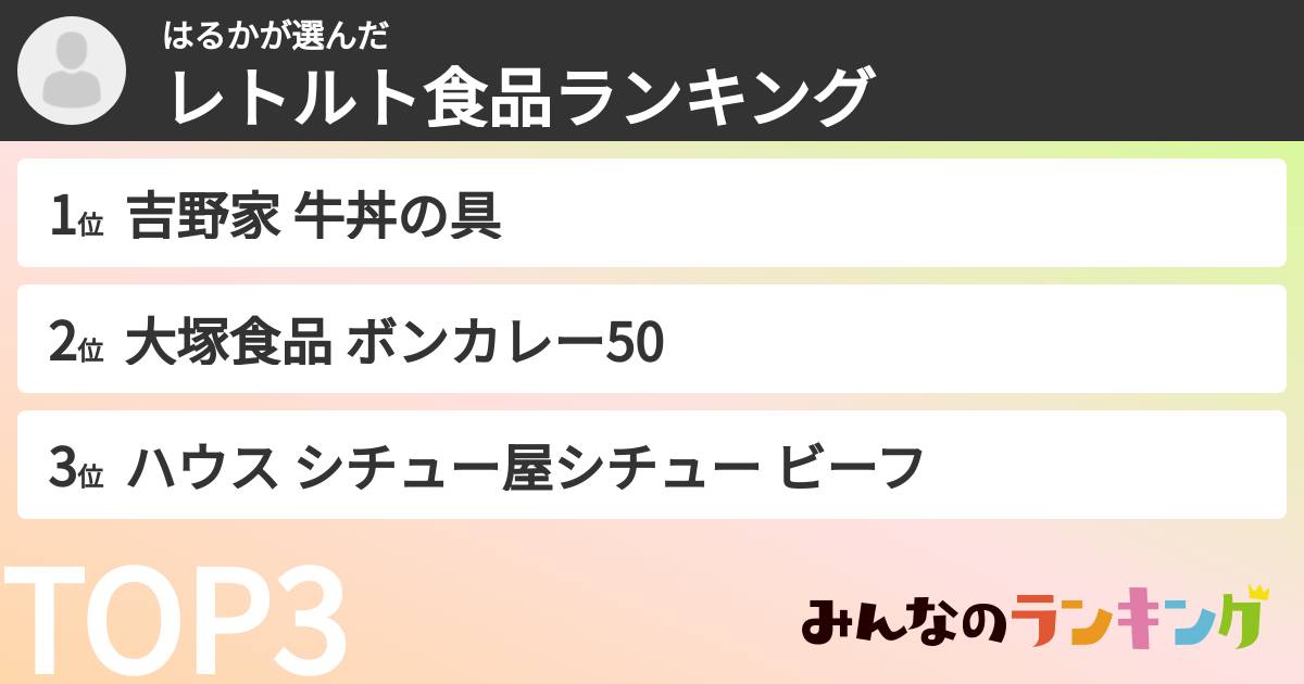 はるかさんの「レトルト食品ランキング」