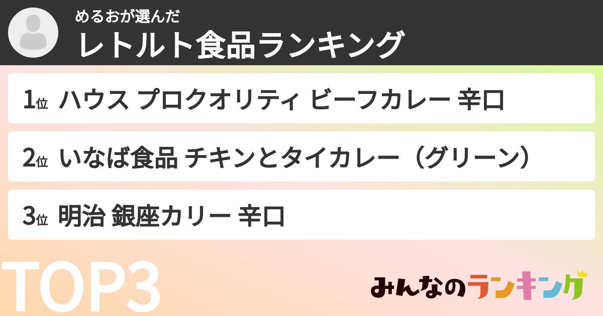 めるおさんの「レトルト食品ランキング」
