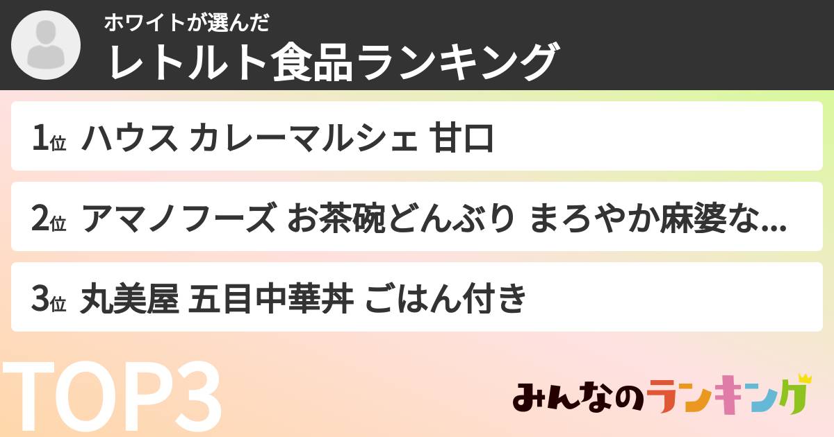 ホワイトさんの「レトルト食品ランキング」