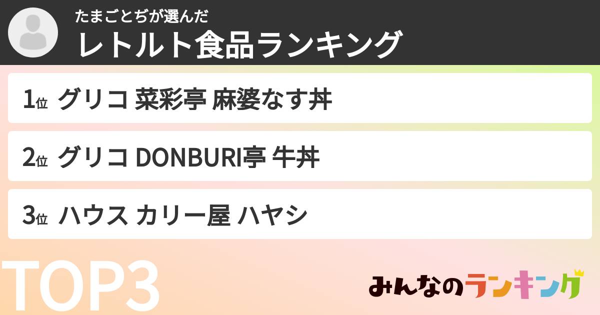 たまごとぢさんの「レトルト食品ランキング」