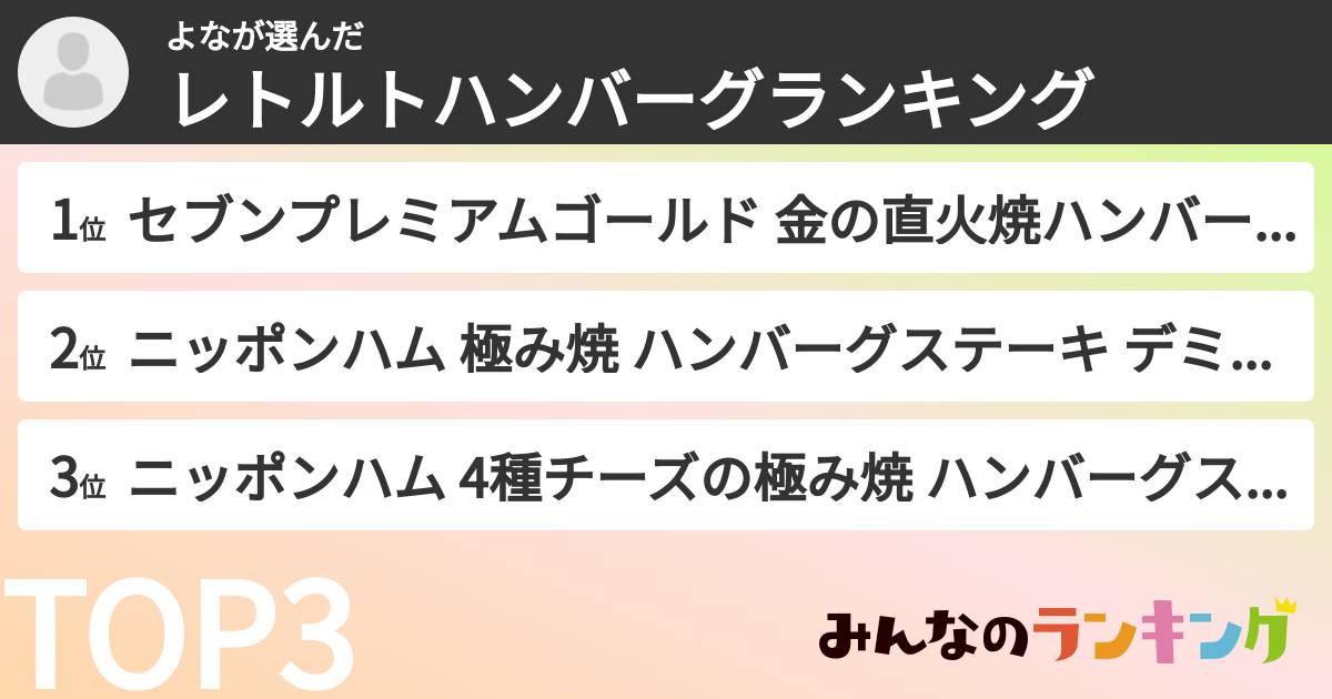 よなさんの「レトルトハンバーグランキング」