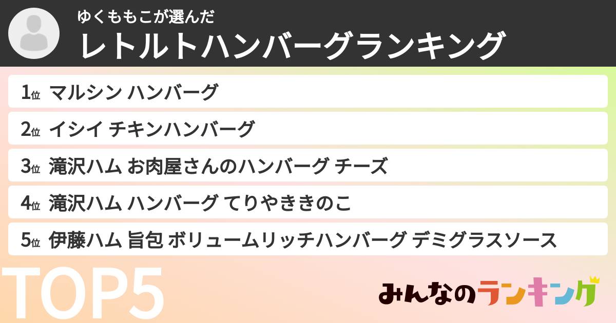 ゆくももこさんの「レトルトハンバーグランキング」