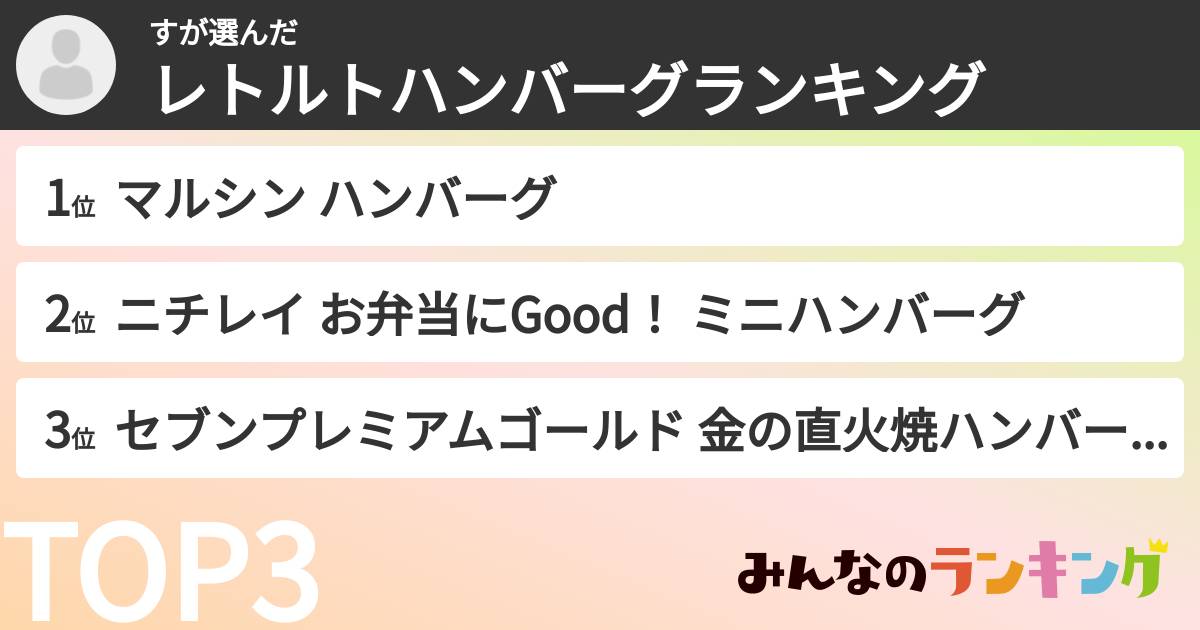 すさんの「レトルトハンバーグランキング」