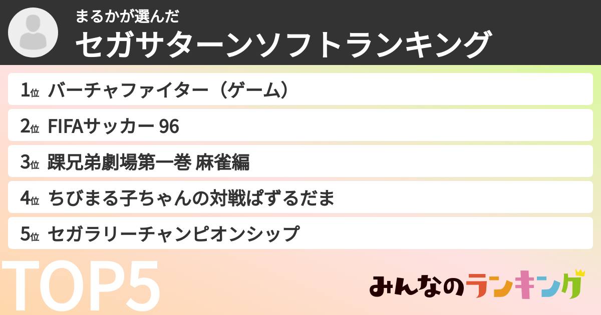 まるかさんの「セガサターンソフトランキング」