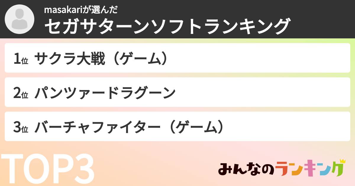 masakariさんの「セガサターンソフトランキング」