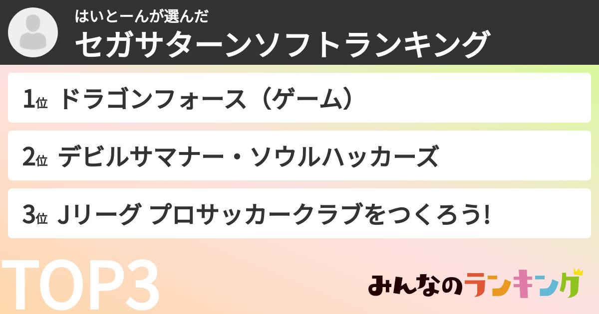 はいとーんさんの「セガサターンソフトランキング」